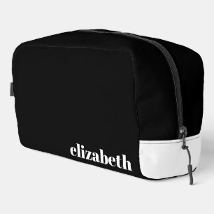 Black with White Name Dopp Kit