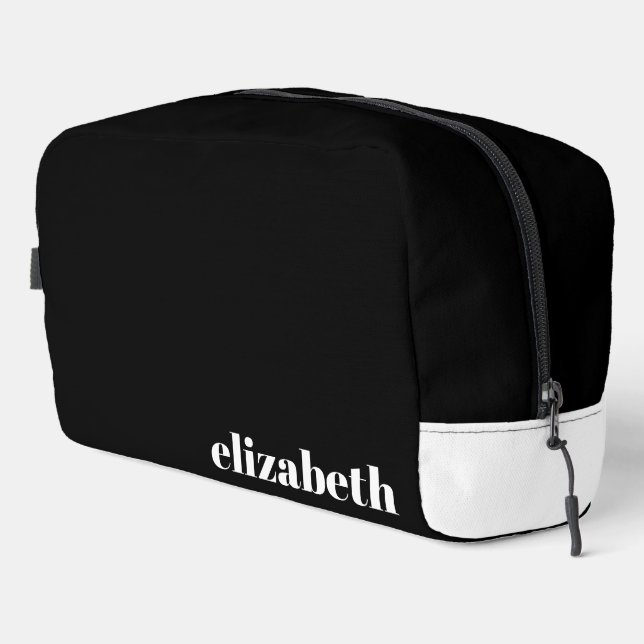 Black with White Name Dopp Kit (Right Corner)