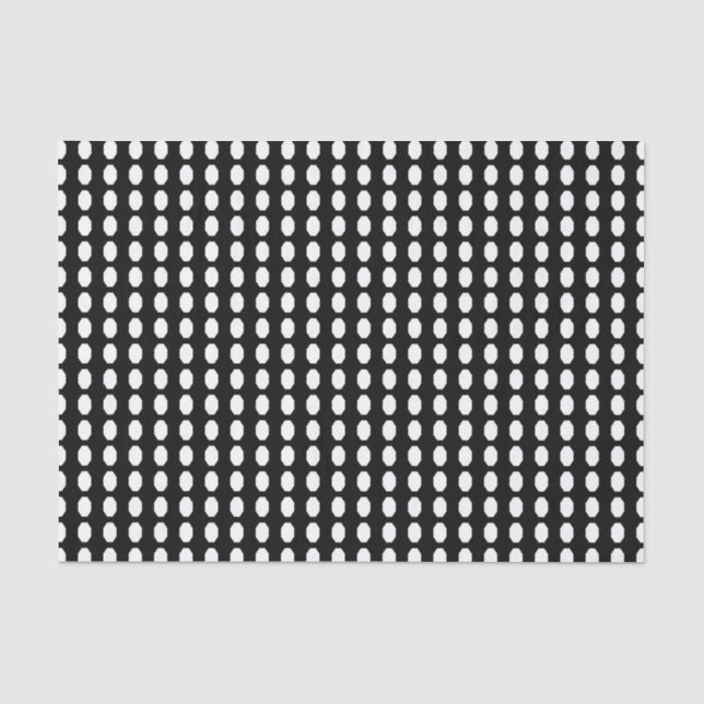 Black with White Octagons Geometric Seamless Tissue Paper (Front)