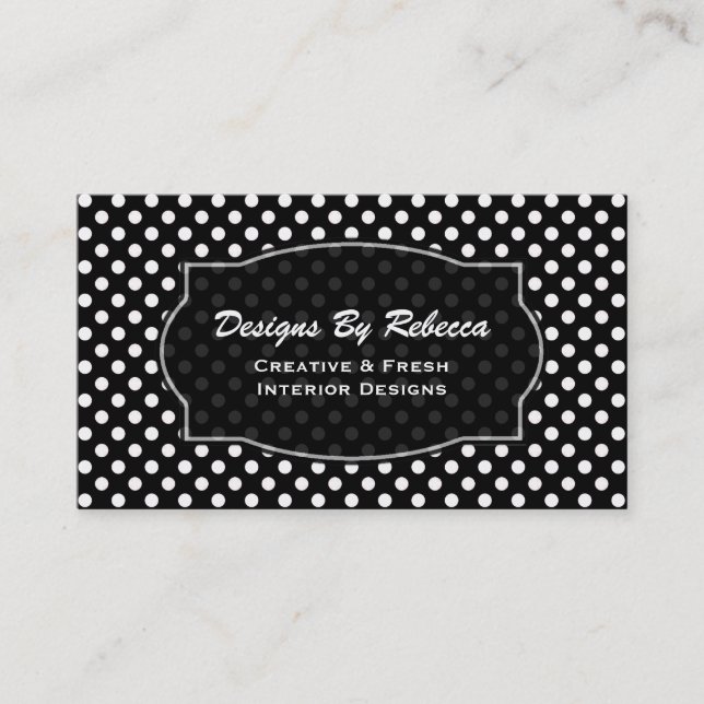 Black with White Polka-dot Business Cards (Front)