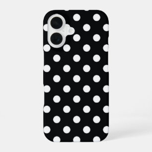 Black with white polka dots iPhone 16 case