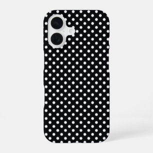 Black with white polka dots iPhone 16 case