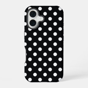 Black with white polka dots iPhone 16 case