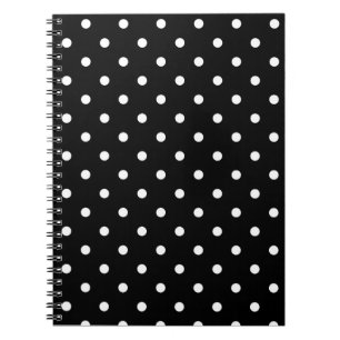 Black with White Polka Dots Spiral Notebook