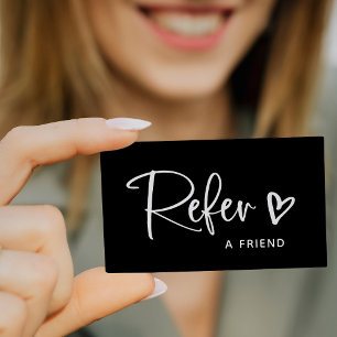 Black with White Script and Heart Referral Card