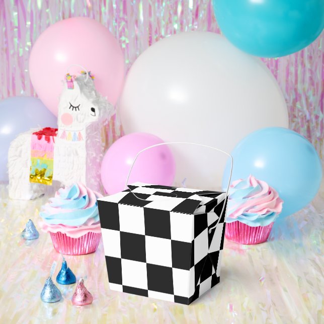 Black with White Square Pattern Large Take Out Favour Box (Party)
