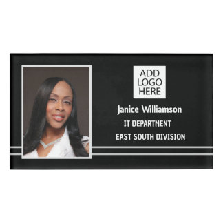 Black with White Stripes Name and Photo Tag