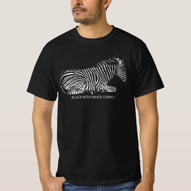 Black With White Stripes T-Shirt (Front)
