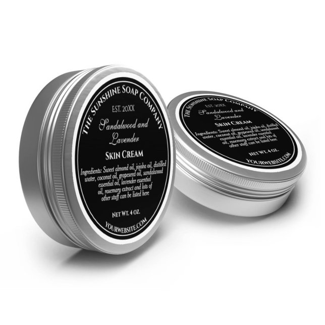 Black with White Text Cosmetics Jar Lid Label 2.5" (Creator Uploaded)