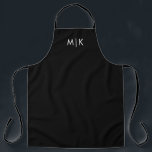 Black with White Text | Modern Monogram Apron<br><div class="desc">This modern apron design features a rich black background,  with your initials in bold white text for a look that is simple and stylish,  yet professional.</div>