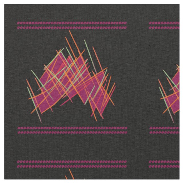 Black with wine coloured and burnt orange patterns fabric (Close Up)