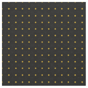 BLACK WITH YELLOW OCHRE POLKA DOTS FABRIC