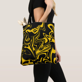 black with yellow tote bag
