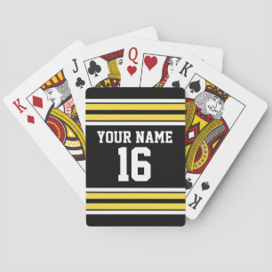 Black with Yellow White Stripes Team Jersey Playing Cards