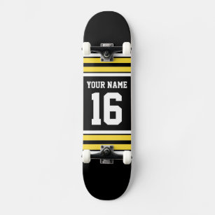 Black with Yellow White Stripes Team Jersey Skateboard
