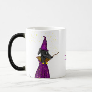 Black wizard dog personalized magical morphing mug