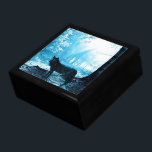 Black Wolf Alone in the Forest Gift Box<br><div class="desc">Black wolf standing alone in the shadows of a dark forest. The nature scene is backlit with a bright sun beaming icy blue lighting through the trees.</div>