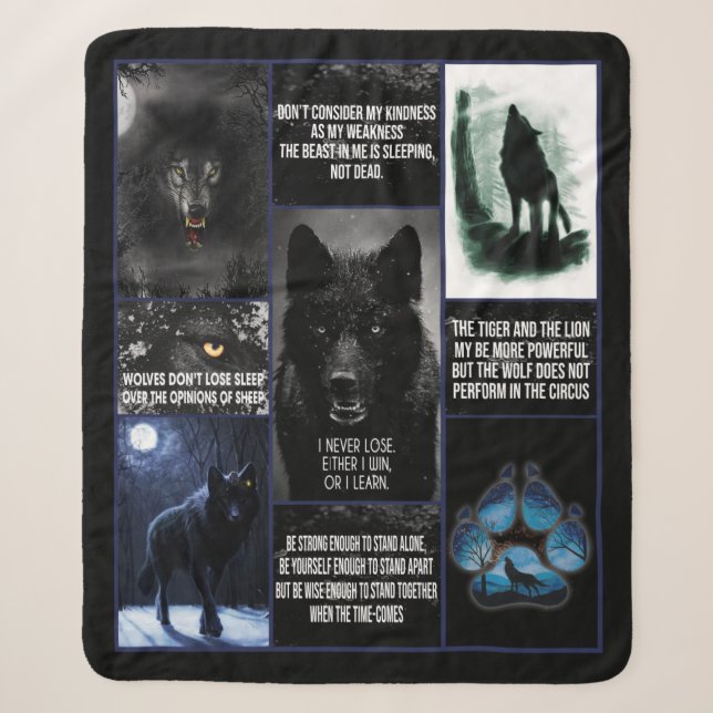 Black Wolf Blanket, Animal Love Gift Blanket (Front)