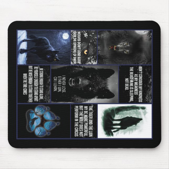 Black Wolf Blanket, Animal Love Gift Blanket Mouse Pad (Front)