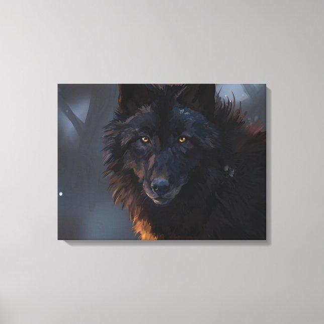 Black wolf canvas print (Front)