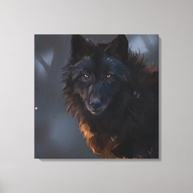 Black wolf canvas print (Front)