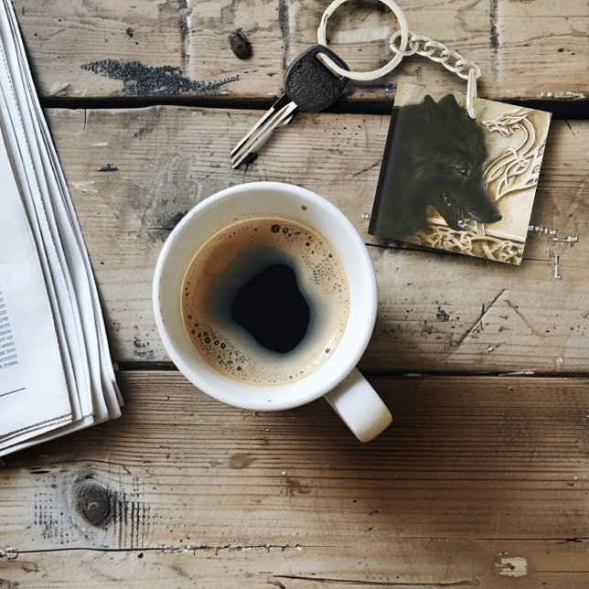 Black Wolf Celtic Dragon Knotwork Fantasy Logo Key Ring (Creator Uploaded)