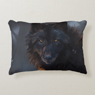 black wolf decorative cushion