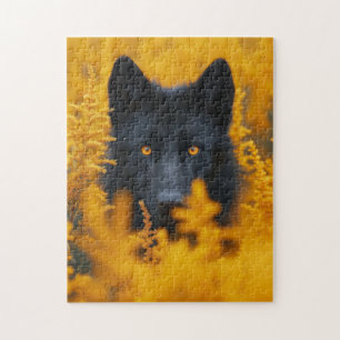 Black Wolf Dog German Shepherd Jigsaw Puzzle