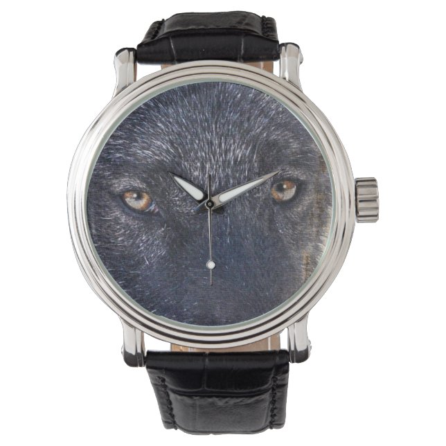 Black Wolf Face Wildlife Watch (Front)
