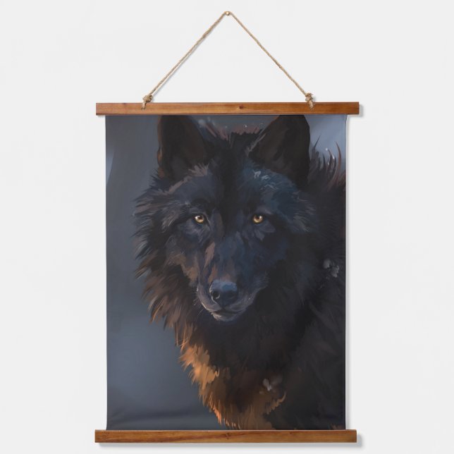 black wolf hanging tapestry (Front)