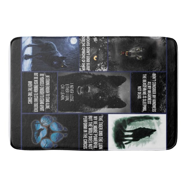Black Wolf I Never Lose Either I Win Or I Learn Bath Mat (Front)
