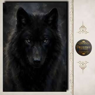 Black Wolf Intense Gaze Decoupage Tissue Paper