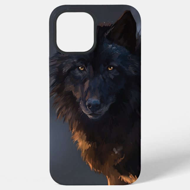 Black wolf iPhone case (Back)