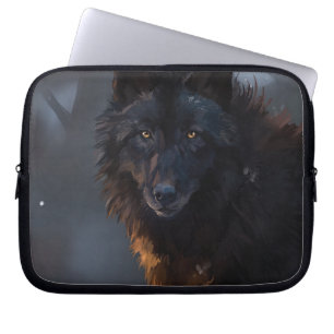 Black wolf laptop sleeve