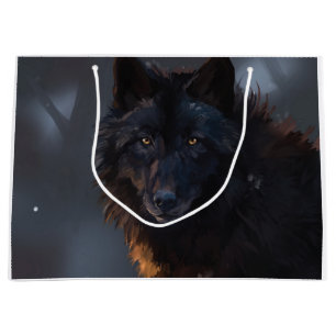 Black wolf large gift bag