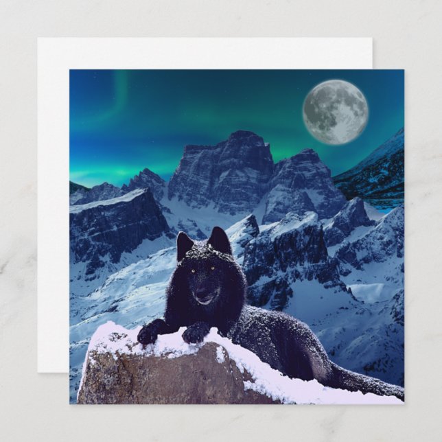 Black Wolf Moon | Gothic Flat Card (Front/Back)