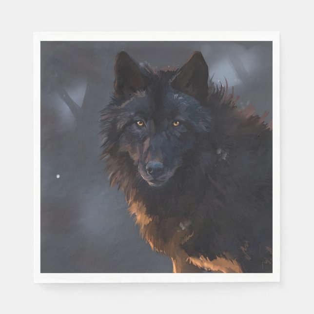 Black wolf napkin (Front)