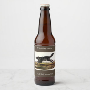 Black Wolf, or Black American Wolf (Canis Lupus) Beer Bottle Label