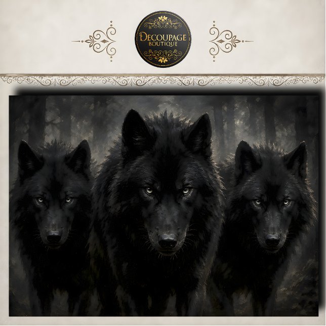 Black Wolf Pack Portrait Tissue Paper (Black Wolf Pack Portrait Tissue Paper)