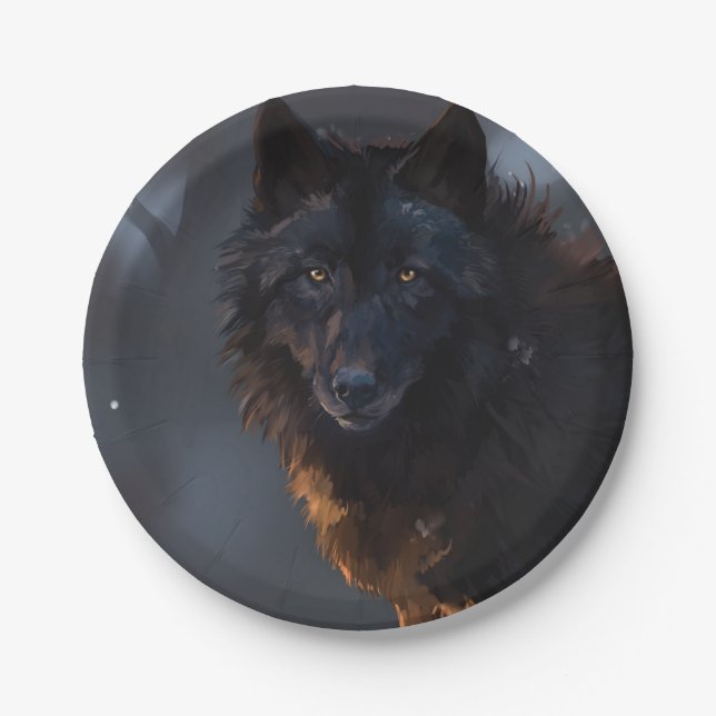 Black wolf paper plate (Front)