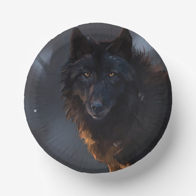 Black wolf paper plate (Front)