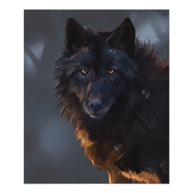 Black wolf photo print (Front)