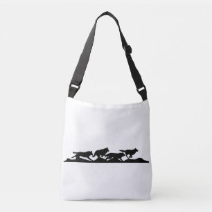 Black Wolf Silhouette Wild Running With the Pack Crossbody Bag