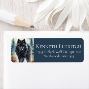Black Wolf Snowy Northern Woodland Forest