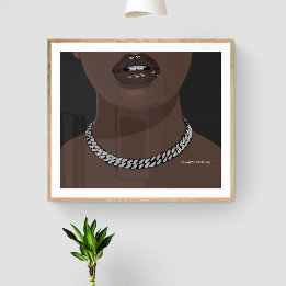 Black woman Aesthetic with silver (jewellery) Gril Poster