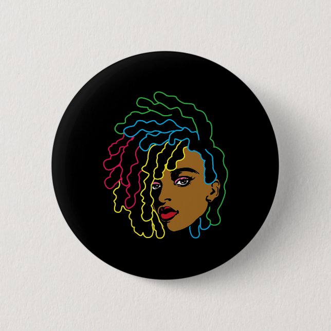 Black Woman African Afro Hair Cool Black History M 6 Cm Round Badge (Front)
