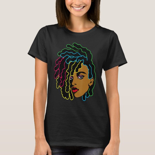 Black Woman African Afro Hair Cool Black History M T-Shirt (Front)