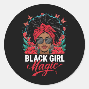 Black Woman African American With Butterflies And Classic Round Sticker