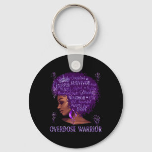 Black Woman Afro African Overdose Warrior Ribbon P Key Ring