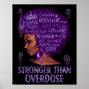 Black Woman Afro African Stronger Than Overdose Aw Poster